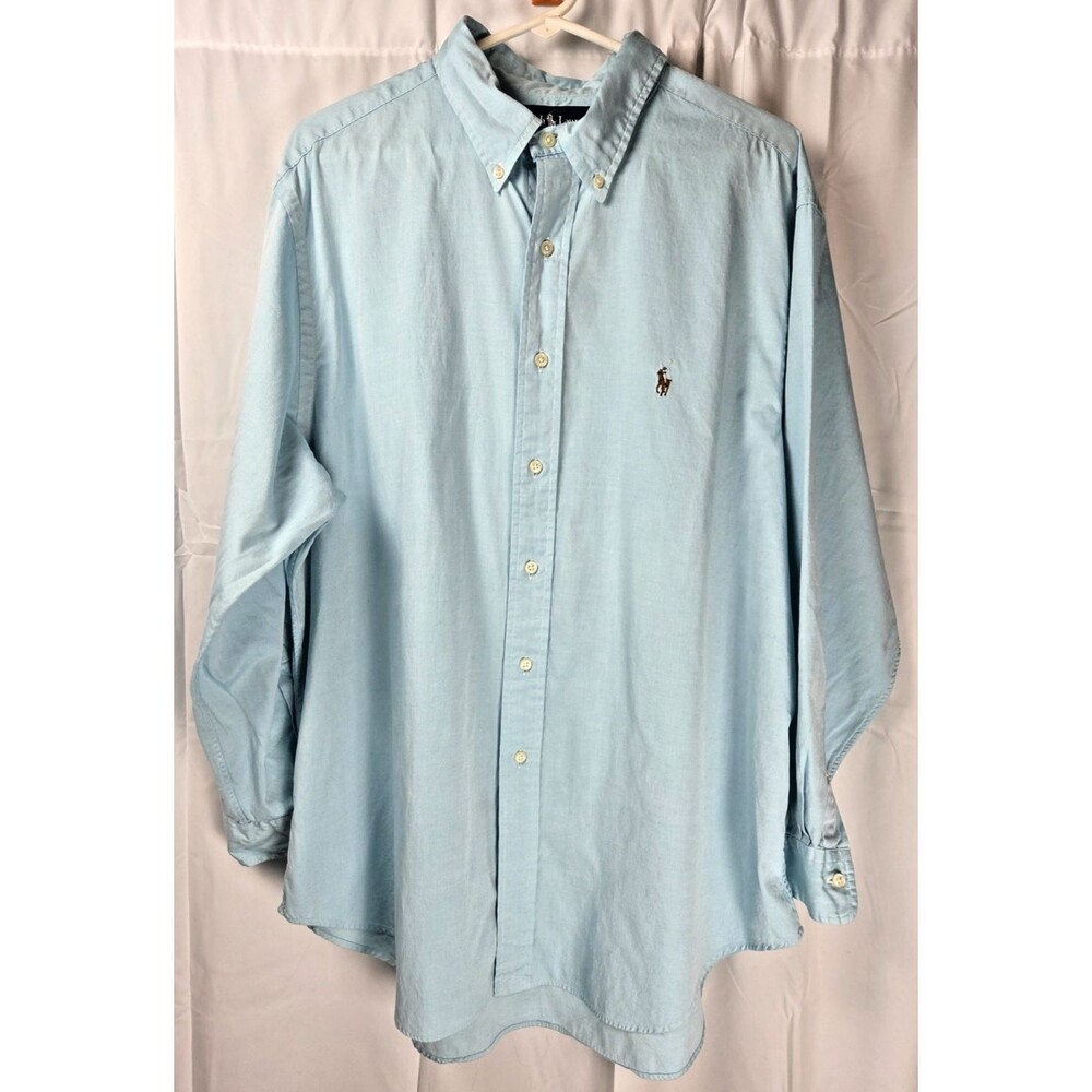 Polo Ralph Lauren Classic Fit Shirt Blue Button Down Pony Logo Men XL 17 32/33 - Picture 2 of 7